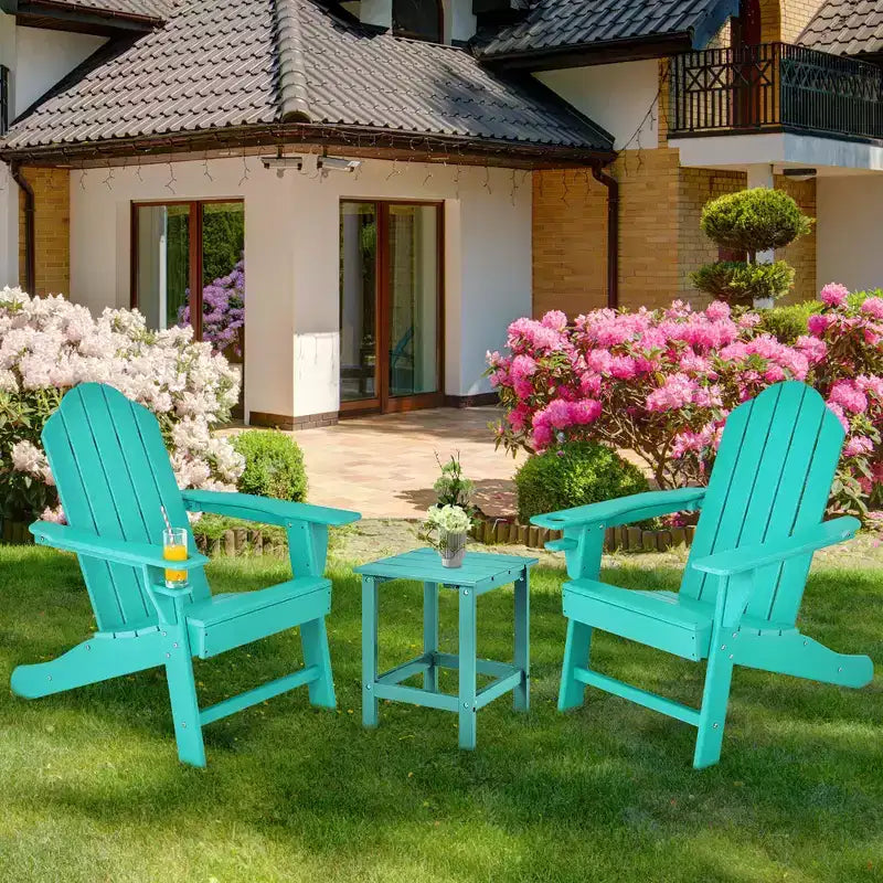 Costway 4PCS Patio Adirondack Chair Weather Resistant Garden Deck W/Cup Holder White\Black\Grey\Turquoise\Navy\Red