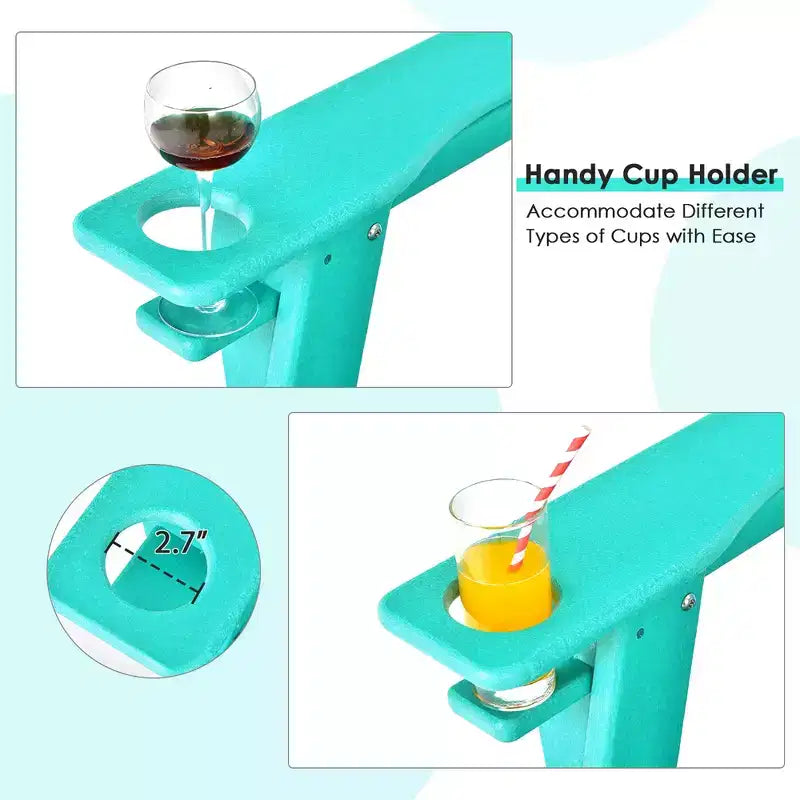 Costway 4PCS Patio Adirondack Chair Weather Resistant Garden Deck W/Cup Holder White\Black\Grey\Turquoise\Navy\Red