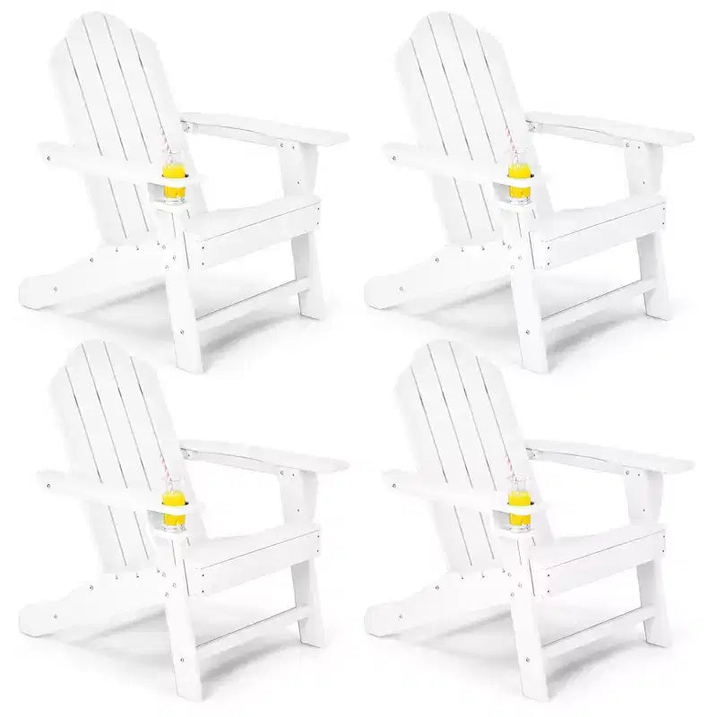 Costway 4PCS Patio Adirondack Chair Weather Resistant Garden Deck W/Cup Holder White\Black\Grey\Turquoise\Navy\Red