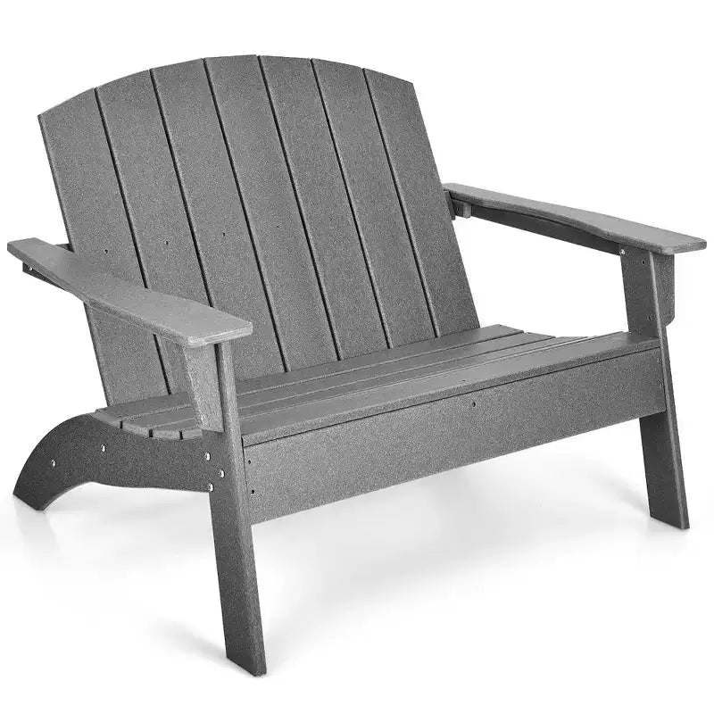 Costway Lot de 2 Chaises Adirondack de Jardin Banc Double en PEHD Résistant aux Intempéries Gris