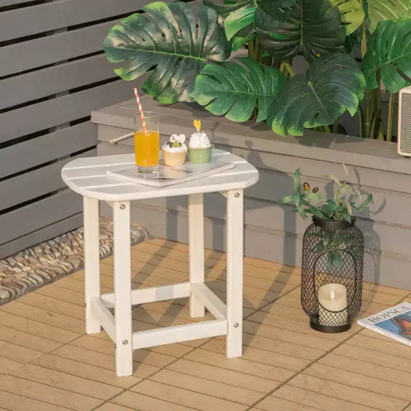 Costway 18'' Patio Adirondack Side Table Weather Resistant Garden Yard White