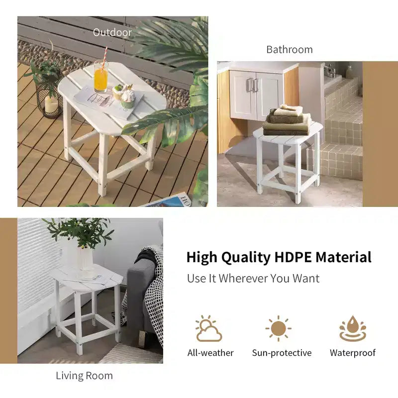 Costway 18'' Patio Adirondack Side Table Weather Resistant Garden Yard White