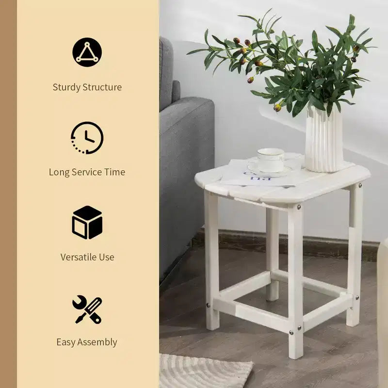 Costway 18'' Patio Adirondack Side Table Weather Resistant Garden Yard White
