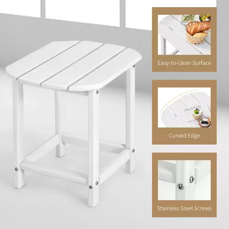 Costway 18'' Patio Adirondack Side Table Weather Resistant Garden Yard White