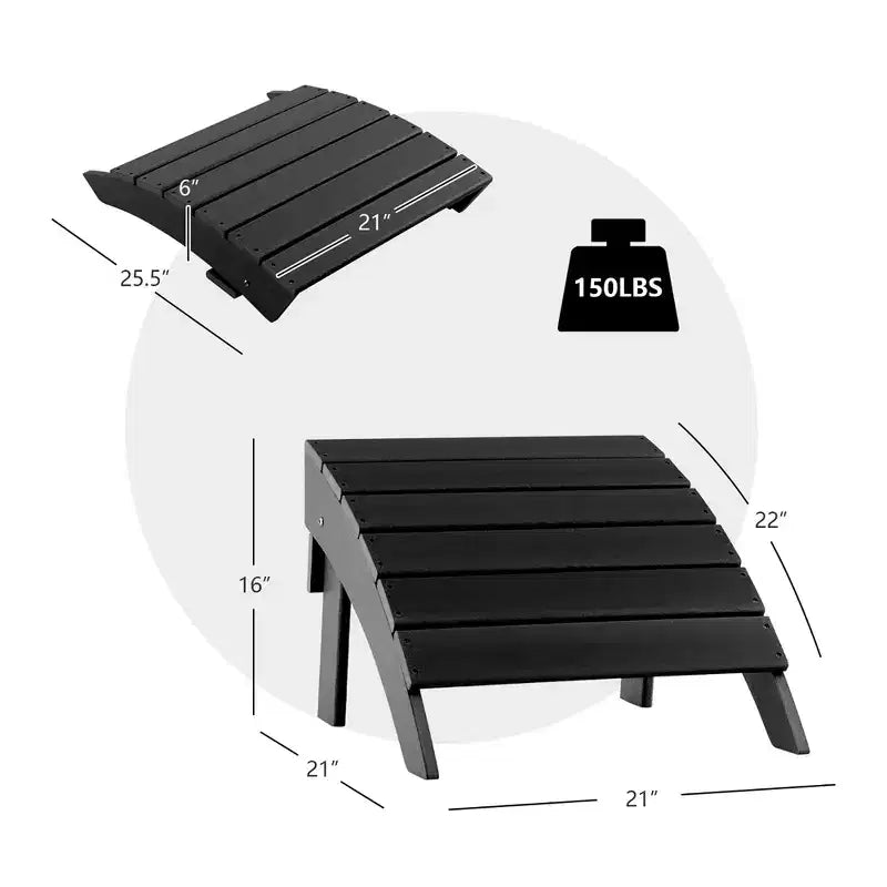 Costway HDPE Patio Folding Adirondack Chair Ottoman Set Footrest All-Weather