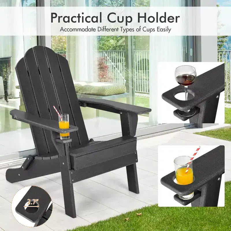Costway HDPE Patio Folding Adirondack Chair Ottoman Set Footrest All-Weather