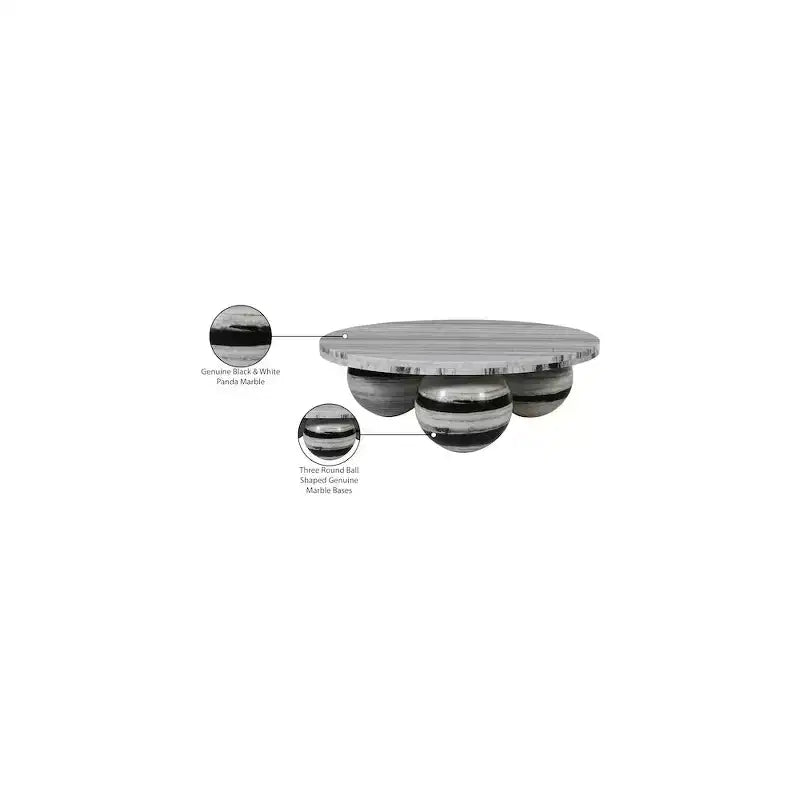 Round Marble Coffee Table with Sphere Legs, Multicolor, Seats 4鈥?