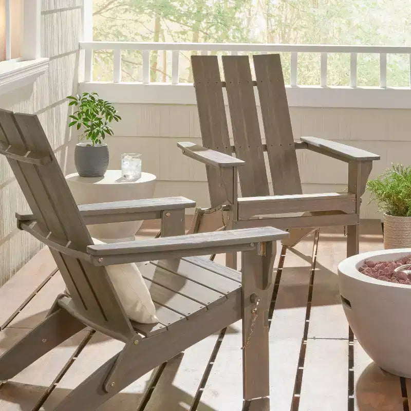 2pk Zuma Outdoor Acacia Wood Foldable Adirondack Chairs - Christopher Knight Home