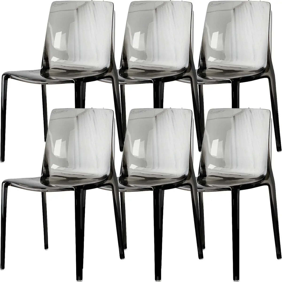 Chaise de salle à manger sans accoudoirs à dossier bas en acrylique ambre