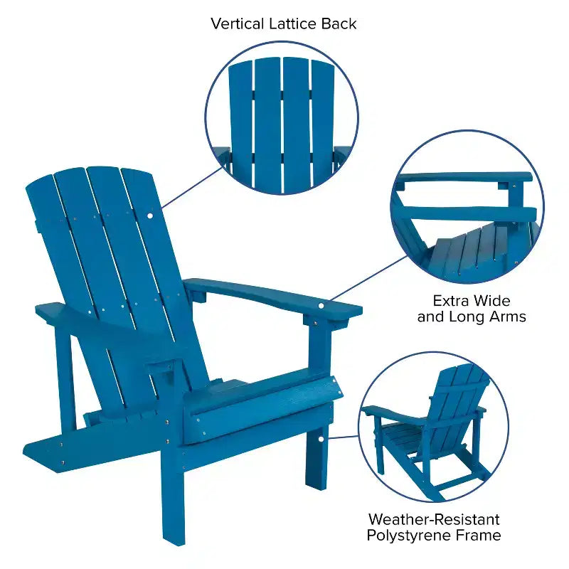 Emma and Oliver 2 Pack Outdoor All-Weather Poly Resin Wood Adirondack Chairs