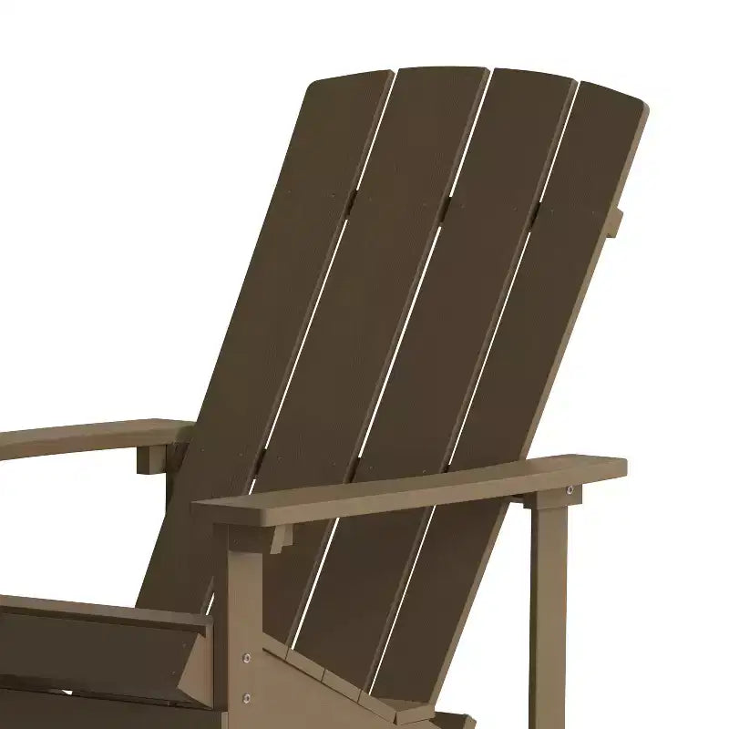 Emma and Oliver 2 Pack Outdoor All-Weather Poly Resin Wood Adirondack Chairs