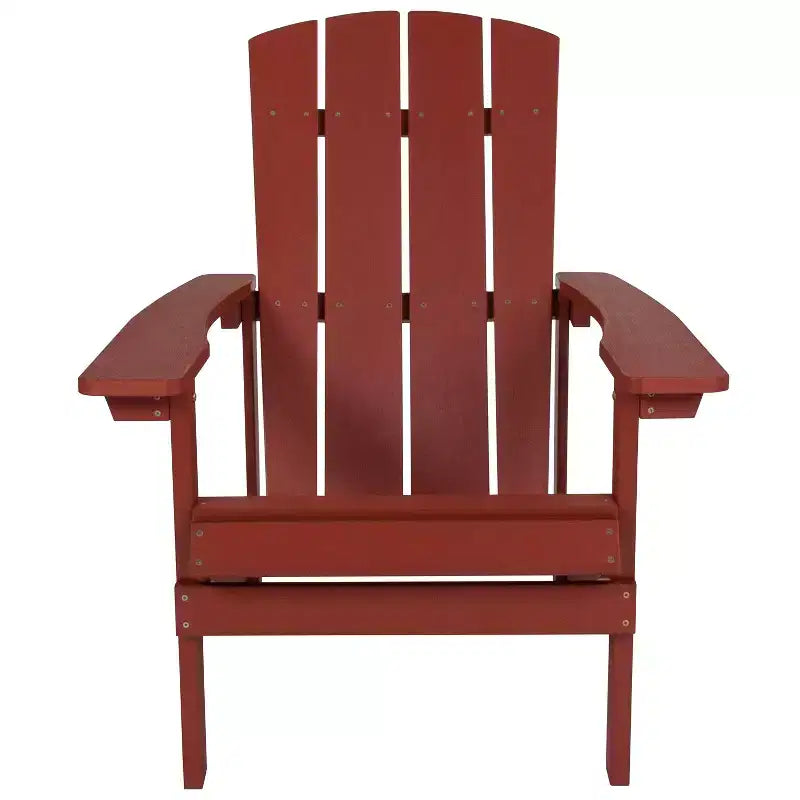Emma and Oliver 2 Pack Outdoor All-Weather Poly Resin Wood Adirondack Chairs