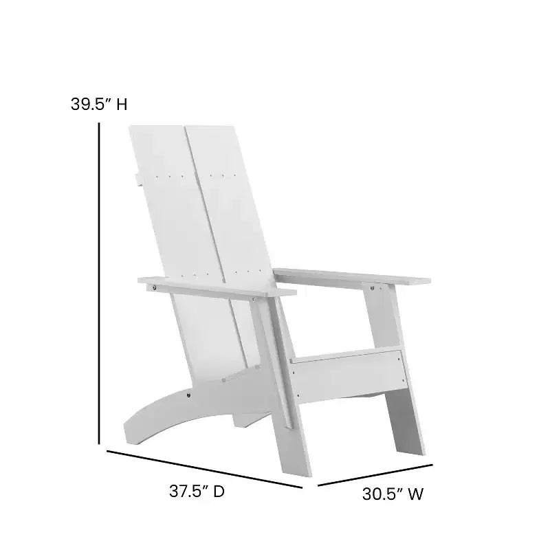 Emma and Oliver Set of 4 Modern Dual Slat Back Indoor/Outdoor Adirondack Style Chairs