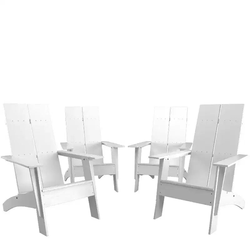 Emma and Oliver Set of 4 Modern Dual Slat Back Indoor/Outdoor Adirondack Style Chairs