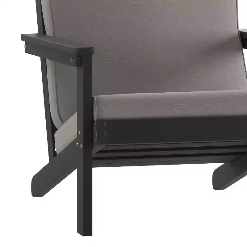 Flash Furniture Charlestown All-Weather Poly Resin Wood Adirondack Style Deep Seat Patio Club Chair with Cushions