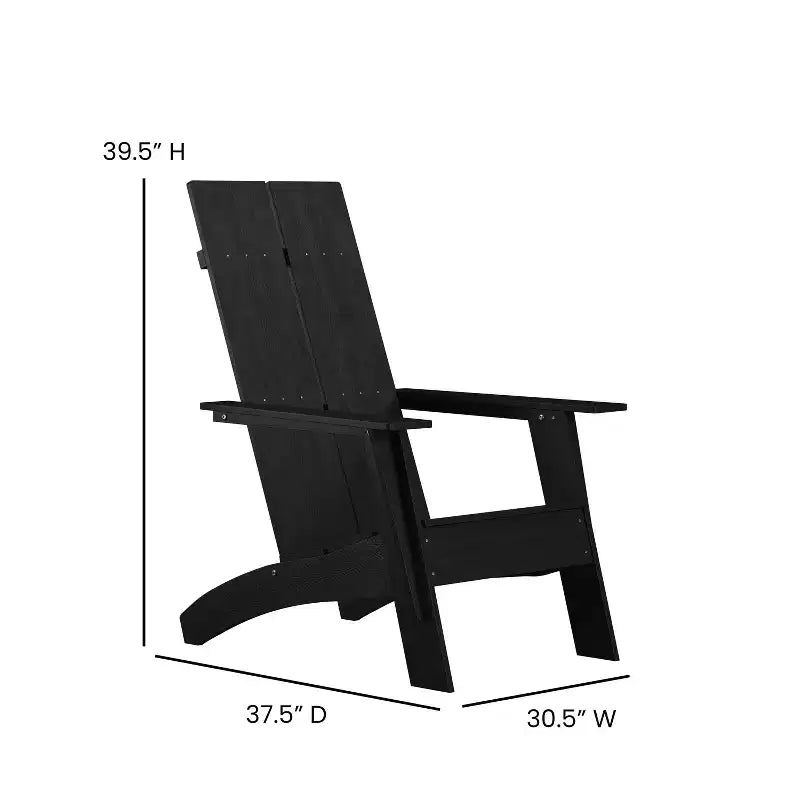 Emma and Oliver Set of 2 Modern Dual Slat Back Indoor/Outdoor Adirondack Style Chairs