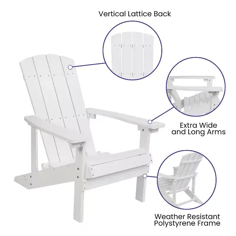 Emma and Oliver Three Piece Hammond Adirondack Style Conversation Set with Two Chairs and Matching Side Table for Indoor and Outdoor Use