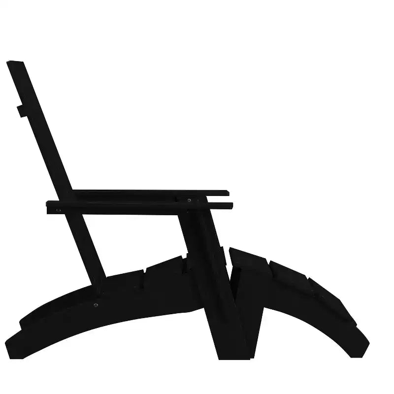 Emma and Oliver Indoor/Outdoor Modern 2-Slat Adirondack Style Chair and Footrest