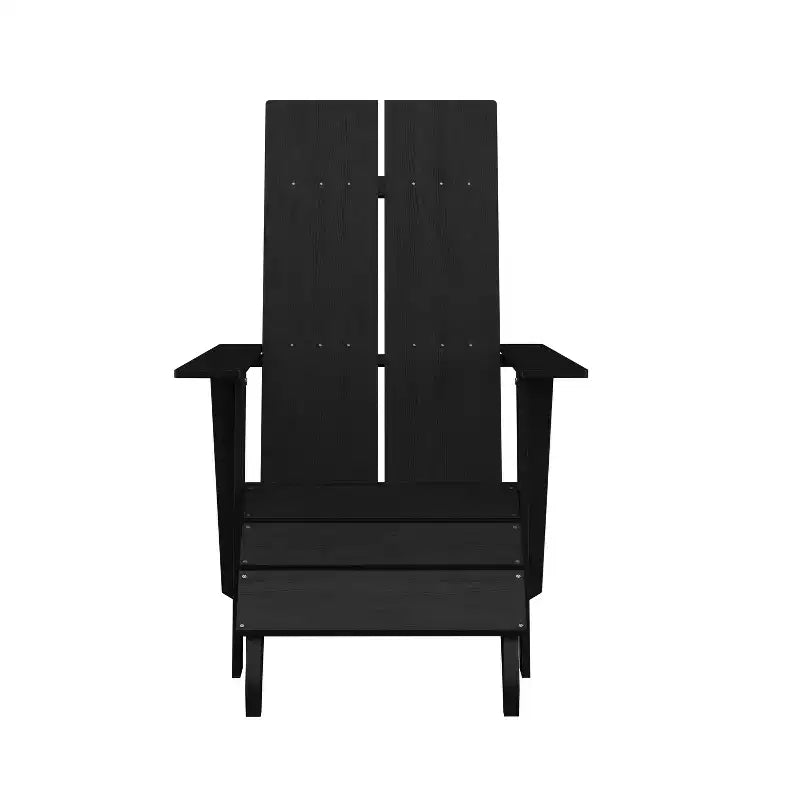 Emma and Oliver Indoor/Outdoor Modern 2-Slat Adirondack Style Chair and Footrest