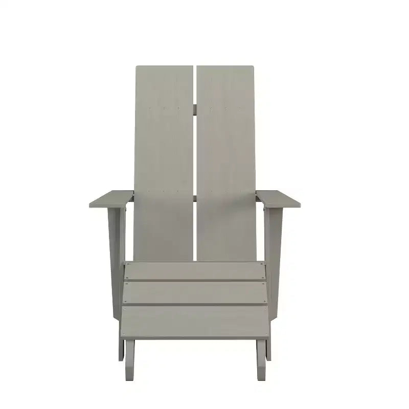 Emma and Oliver Indoor/Outdoor Modern 2-Slat Adirondack Style Chair and Footrest