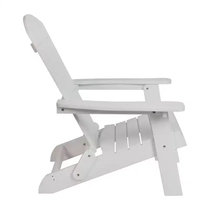 Emma and Oliver Set of 2 Indoor/Outdoor Folding Adirondack Chairs with Side Table