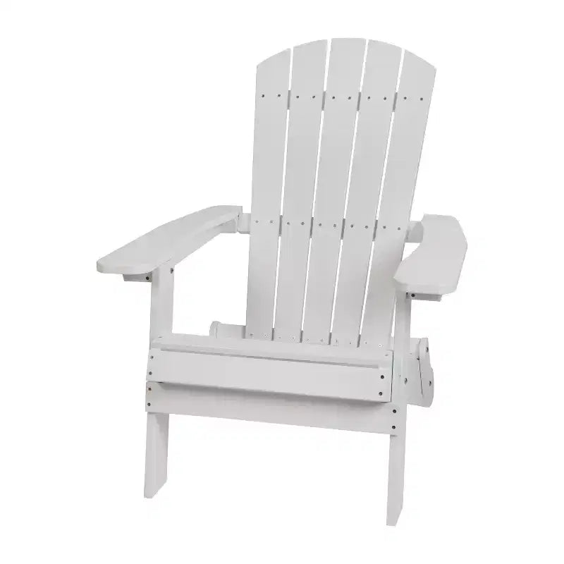 Emma and Oliver Set of 2 Indoor/Outdoor Folding Adirondack Chairs with Side Table