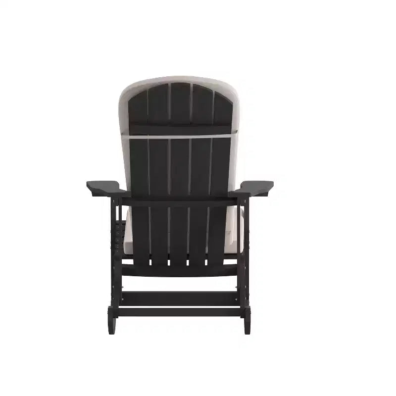 Flash Furniture Savannah Set of 2 All-Weather Poly Resin Wood Adirondack Rocking Chairs with Cushions for Deck, Porch, and Patio