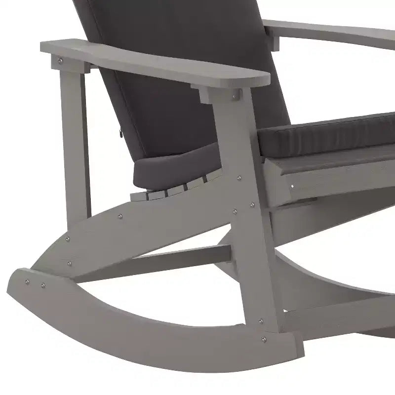 Flash Furniture Savannah Set of 2 All-Weather Poly Resin Wood Adirondack Rocking Chairs with Cushions for Deck, Porch, and Patio