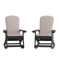 Flash Furniture Savannah Set of 2 All-Weather Poly Resin Wood Adirondack Rocking Chairs with Cushions for Deck, Porch, and Patio