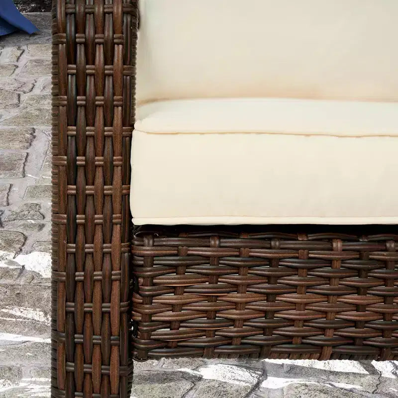 Outsunny Patio Adirondack Chair with All-Weather Rattan Wicker, Soft Cushions, Tall Curved Backrest for Deck or Garden