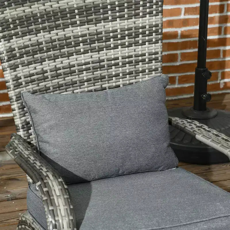 Outsunny Patio Adirondack Chair with All-Weather Rattan Wicker, Soft Cushions, Tall Curved Backrest for Deck or Garden