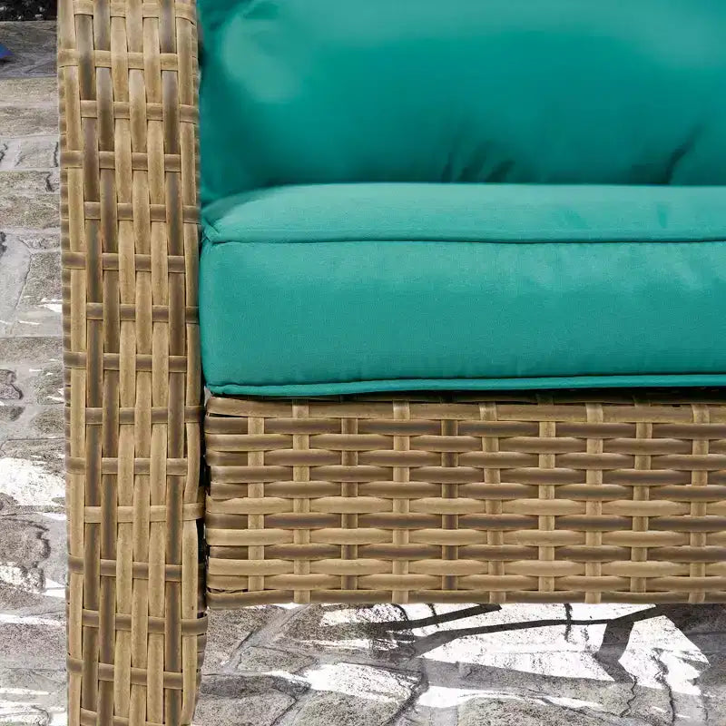 Outsunny Patio Adirondack Chair with All-Weather Rattan Wicker, Soft Cushions, Tall Curved Backrest for Deck or Garden