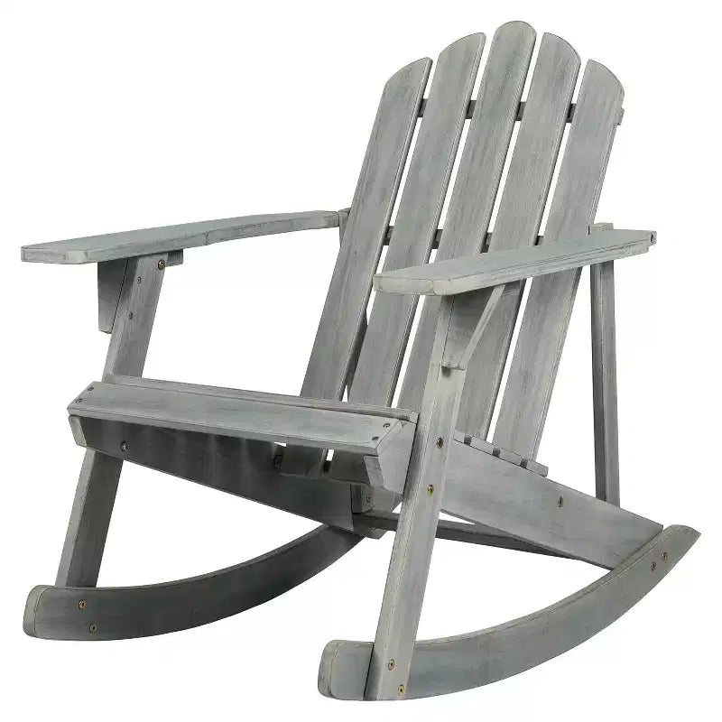 Kiawah Outdoor Patio Classic Acacia Wood Adirondack Rocking Chair -JONATHAN Y