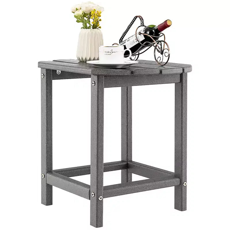 Costway 18'' Patio Adirondack Side Table Weather Resistant HDPE Garden Grey/Black/Navy