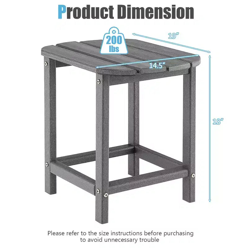 Costway 18'' Patio Adirondack Side Table Weather Resistant HDPE Garden Grey/Black/Navy