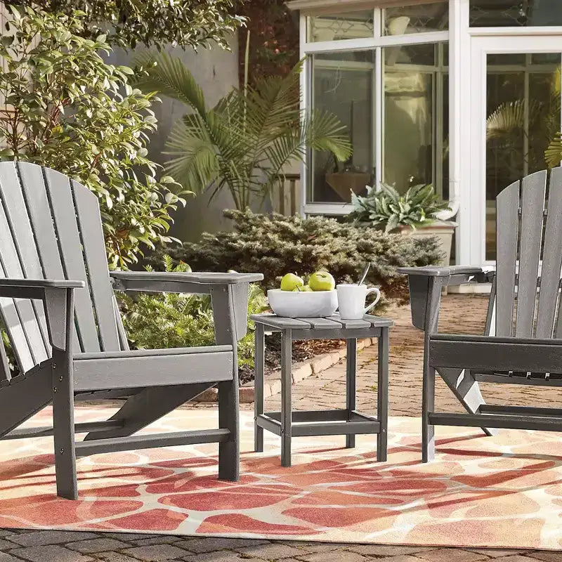 Costway 18'' Patio Adirondack Side Table Weather Resistant HDPE Garden Grey/Black/Navy