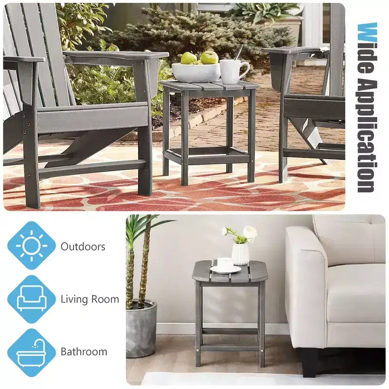 Costway 18'' Patio Adirondack Side Table Weather Resistant HDPE Garden Grey/Black/Navy