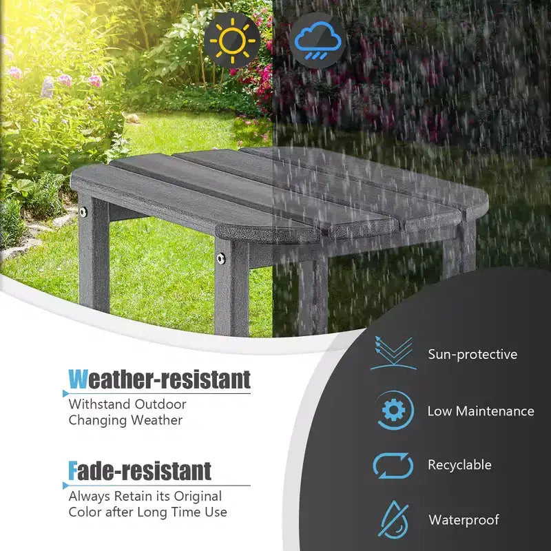 Costway 18'' Patio Adirondack Side Table Weather Resistant HDPE Garden Grey/Black/Navy