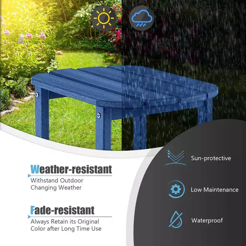 Costway 18'' Patio Adirondack Side Table Weather Resistant HDPE Garden Grey/Black/Navy