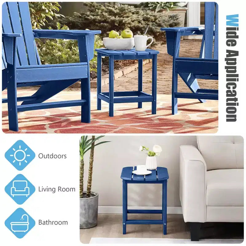 Costway 18'' Patio Adirondack Side Table Weather Resistant HDPE Garden Grey/Black/Navy