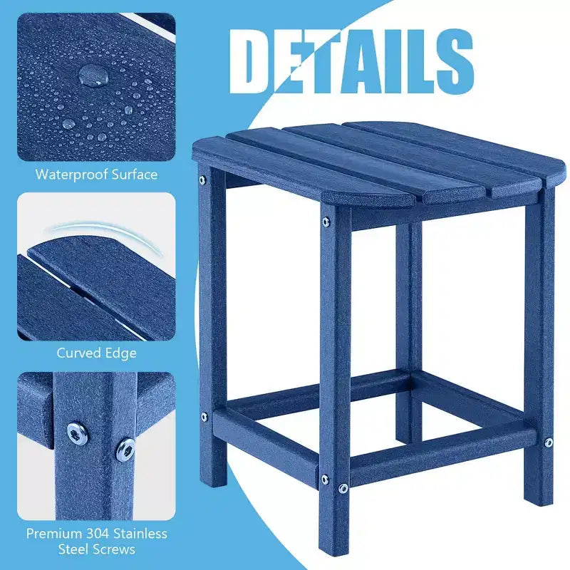 Costway 18'' Patio Adirondack Side Table Weather Resistant HDPE Garden Grey/Black/Navy