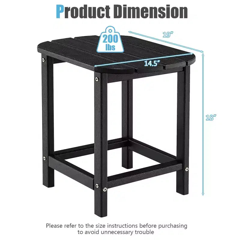 Costway 18'' Patio Adirondack Side Table Weather Resistant HDPE Garden Grey/Black/Navy