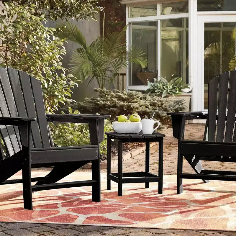 Costway 18'' Patio Adirondack Side Table Weather Resistant HDPE Garden Grey/Black/Navy