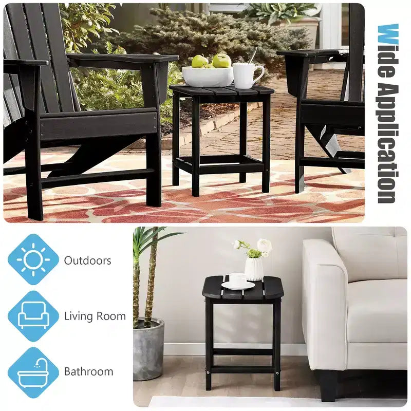 Costway 18'' Patio Adirondack Side Table Weather Resistant HDPE Garden Grey/Black/Navy