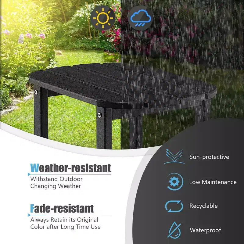 Costway 18'' Patio Adirondack Side Table Weather Resistant HDPE Garden Grey/Black/Navy