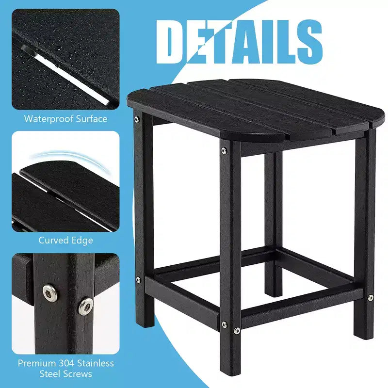 Costway 18'' Patio Adirondack Side Table Weather Resistant HDPE Garden Grey/Black/Navy