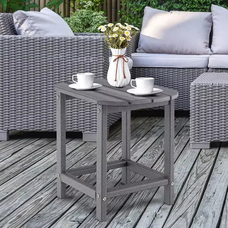 Costway 18'' Patio Adirondack Side Table Weather Resistant HDPE Garden Grey/Black/Navy