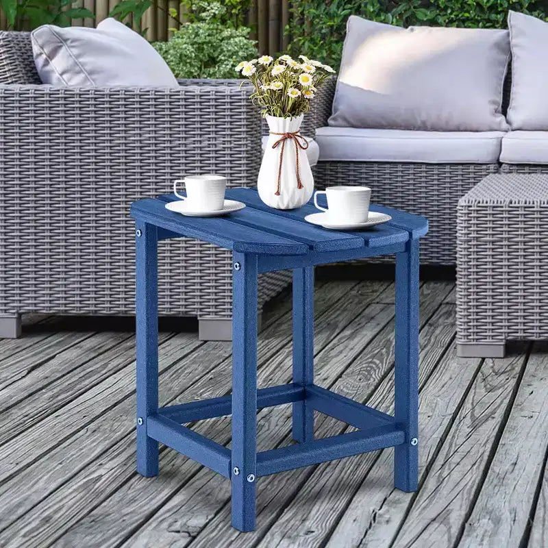 Costway 18'' Patio Adirondack Side Table Weather Resistant HDPE Garden Grey/Black/Navy