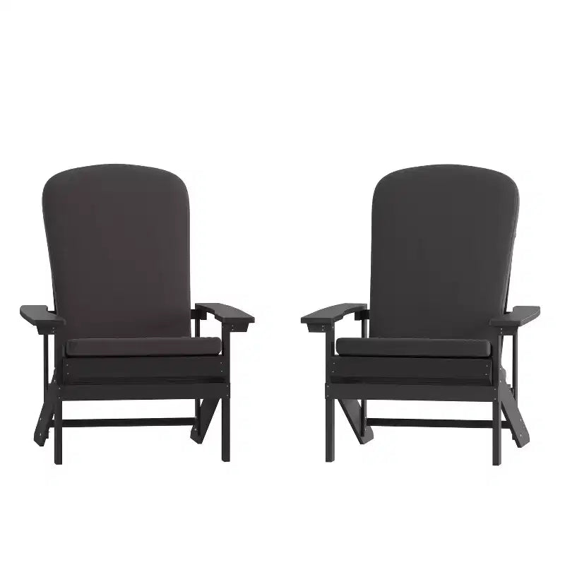 Merrick Lane Set of 2 Weather Resistant Adirondack Patio Chairs With Vertical Lattice Backs and Comfort Foam Cushions