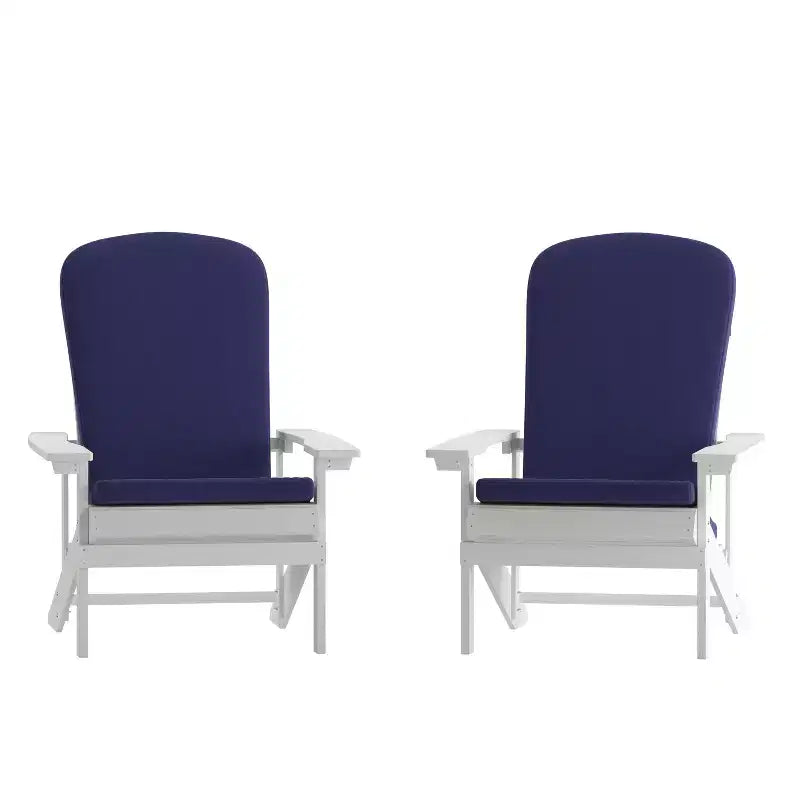 Merrick Lane Set of 2 Weather Resistant Adirondack Patio Chairs With Vertical Lattice Backs and Comfort Foam Cushions